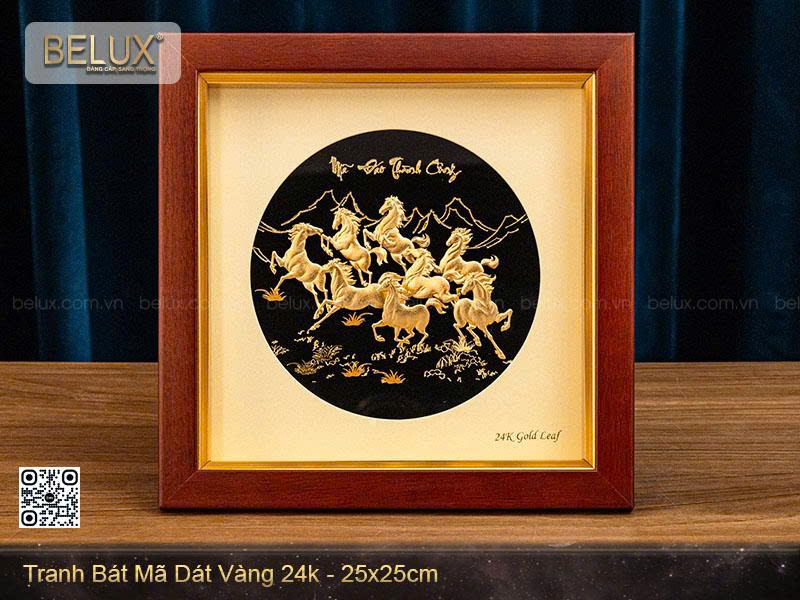 Tranh bát mã dát vàng 24k - 25x25cm&nbsp;